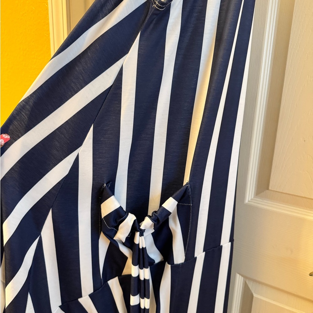 Navy and White Striped Maxi Dress - Picture 4 of 7